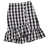 Plus Nao(プラスナオ) スカート ミモレ丈 チェック柄 親子ペア 子供用 大人用 ボトムス マーメイドスカート トランペットスカート ボタン ブラック 140cm