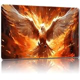 Malqiqi MTG用プレイマット 無料収納バッグ付き ゲームマット 24 x 14インチ TCG カード用ボードゲームマット マウスパッド デスクマット (Flame Eagle 1-レギュラー)