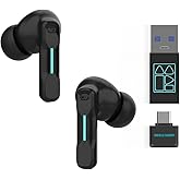FEDIKER SW4 Wireless Earbuds for PC/Computer/Laptop/Mobile - Dongle & Bluetooth - 40ms Low Latency 4 Mics – Gaming & Work Hea
