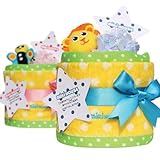 mikihouse ミキハウス 1段ミニ おむつケーキ チャームバンド ミニタオル 付 ブルー 男の子用 パンパースパンツＬサイズ 【 名入れ刺繍対応ギフト 】