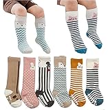 幼児用ソックス、非スキッドコットンソックスBaby Boys Girls Knee High Socks 6-pairs