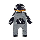 (プタス)Putars ベビー服 子供服 ロンパース パーカー 男の子 長袖 鹿柄 クリスマス 可愛い 秋 冬 新生児 歩行服 出産お祝い 記念日 プレゼント 0-18ヶ月