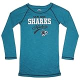 Girls San Jose Sharksアスレチッククルーネック長袖グリッターTシャツ