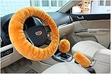 mlovesie 3点1セットソフトプラッシュ本ウール車ハンドルカバーハンドブレーキカバー&ギアシフトカバーfor 14.96インチx 14.96「Steelingホイールで直径 ML-MH-3PCS