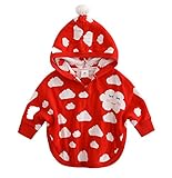 Yuelian(TM) ベビー 赤ちゃん 帽子付き カバーオール 女の子 男の子 長袖 ロンパース (90：着丈38cm、袖丈 30cm, 1 レッド)
