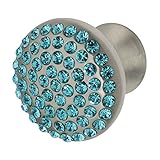 Wisdomストーン4212sn-aq Vivaciteサテンニッケルwith Aquaブルークリスタルキャビネットノブ、1 – 1 / 4 "