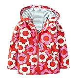 PAPA KIDS　ベビーキッズコート キッズ 子供 女の子 花柄 vキッズウイ ンドブレーカー レイン コート 子供服 (100cm, レッド)