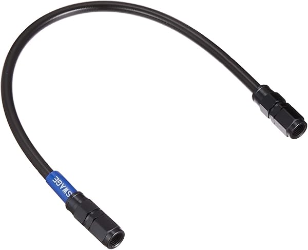 Swage Line BAKB-1010M-0375 Easy Order Brake Hose, Universal Hose, Straight Fitting, Aluminum (Black), Black Smoke Hose, 14.8 inches (375 mm) - 1