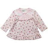 《H29年春物》(日本製) Pample Mousse(パンプルムース) 接結花プリントレースリボン付オーバーブラウス 80cm /PK NO.DP-71208