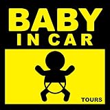 BABY IN CAR マグネット ブラック×イエロー (12cm×12cm)【日本製】