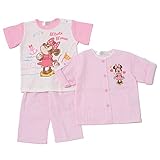 ☆★ディズニー★☆ミッキー＆ミニー綿100%サッカーロールアップパジャマＴシャツ付（三点セット）80cm:90cm:95cm (80cm, ミニー)