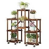 バルコニーフラワースタンド多層屋内花のポットラックの床ソリッドウッドラック (色 : A)