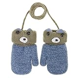 モグラ造型ベビー手袋 ミトン グローブ 首掛け 1-5お子様 可愛い ニット 裏ボア 幼児 子供 キッズ手袋 厚め 男女兼用 保温防寒防風 秋冬用品 秋 冬 藍
