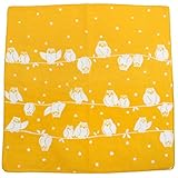 和のやさしさ ガーゼハンカチ ふくろう イエロー 二重合 約34×34cm