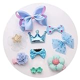 子供 ヘアピン ベビー ヘアクリップ アクセサリー 髪飾り 髪留め 10点セット リボン 花 王冠 星 蝶結び ドット柄 かわいい 女の子 赤ちゃん ブルー