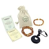ALVABABY One Amber Teething Necklace & One Teething Bracelet & One Teething Relief Silicone Necklace