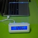 LexBlue(TM)音声コントロールブロードキャストブルーバックライト携帯電話を充電するためのUSBポートを持つ2形液晶デジタル垂直メッセージボード目覚まし時計