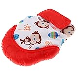 B Blesiya ベビー手袋　歯固め　歯がため　食品級シリコン手袋　3〜12ヶ月　調整可能　可愛い　全4色 - 赤