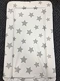 Deluxe Unisex Baby Waterproof Changing Mat with Raised Edges - Unique White with Grey Stars Design b