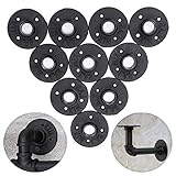 Sumnacon床フランジ – 3 /4インチIndustrialアイアンパイプ継手、10パックブラック可鍛性ねじパイプ継手配管工, Great for DIYレトロスタイルパイプシェルフブラケット/