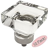 Cosmas 6377sn-cサテンニッケルキャビネットハードウェアSquareノブwithクリアガラス – 1 – 3 / 8 " Square – 10パック