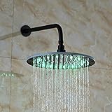 votamuta 10 " LED Oil Rubbed Bronze Round雨シャワーヘッド壁マウントされ、天井マウントTopシャワースプレー( noシャワーアーム)