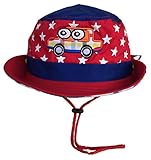 (トヨベイ)Toyobuy 子供 サファリハット つば広 ハット 車柄 キッズ 男の子 女の子 ベビー 帽子 キャップ あご紐付き UVカット 日よけ 通学 遠足（レッド）
