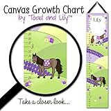 キャンバスGrowth Chart PrettyパープルHorses Pony Personalized Growth Chart forキッズ子供高さチャートルーラーチャートGirls Growth