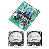 2x pcs VUメーターウォームバックライト録音+オーディオレベルアンプ ドライバーボード付 アナログメーター＆電子基板 オーディオ用 プラスチック，金属 VUメーター3.4cm x 3.4cm ドライバーボード6.8cm x 5.5cm