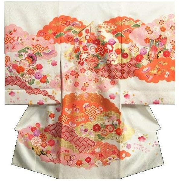 Amazon.co.jp: お宮参り 着物 女の子 正絹初着 白色裾ピンク