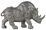 Urban Trends Collection 73225 4 Piece Polyresin Large Metallic Silver Standing Rhinoceros Figurine, 