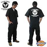 代引き可！【Dickies】ディッキーズ 半袖 つなぎ ツナギ カスタム カバーオール 「U.S. AIR FORCE」色:BLACKxWHITE サイズ:2XL