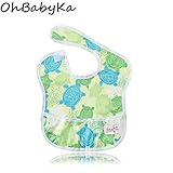 OHBABYKAベビー用エプロン 保育園 給食 ポケット付き アニマル 動物 お食事エプロン 赤ちゃん用エプロン 離乳食エプロン よだれかけ スタイ 棘皮動物 ふくろう きりん しまうま カエル 亀 