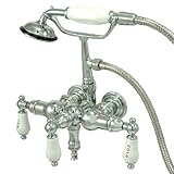 Kingston Brass CC22T1 Vintage Leg Tub Filler with Hand Shower, H&C Porcelain Lever Handle, Polished 