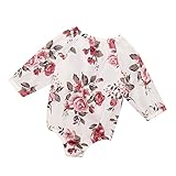 MIOIM ベビー服 赤ちゃん 女の子 可愛い 花柄 ロンパース 連体服 ボディスーツ Tシャツ 長袖 パジャマ カジュアル 子供服