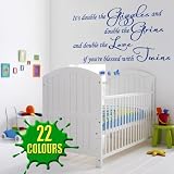 It's Double The Giggles - Children's Wall Decal baby nursey twins (Medium) by Wondrous Wall Art