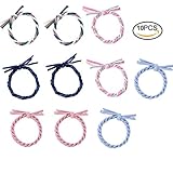 Pretty See　髪の結びつき弾性ポニーテールホルダー女の子と女性のためのダメージのないヘアバンド、10点セット