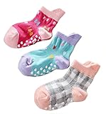 StylesILoveベビー幼児用Assortedデザイン滑り止めコットンクルーソックス3 - Pack