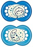 MAM 111211 Night Silic2 Soothers for Boys Age 6 - 16 Months Assorted Colours BPA Free by MAM Babyart
