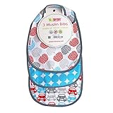 Minene Baby and toddler Muslin Drool Bibs Super Absorbent with Adjustable Straps (Blue/Grey by Minen