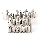 CleverCare ガラス 穴あけ ドリル 切削 工具 タイル ダイヤモンド 陶器 ホールソー コアビット 16本 セット 6 ～ 50mm:6mm 8mm 10mm 12mm 14mm 16mm 