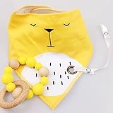 Mamimami Home ベビー ビブ 三角 よだれかけ + シリコーン ブレスレット おしゃぶりをぶら下げ ビブ サイズ調整可能 2枚/ゼント