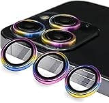【6枚セット】ELYBYYLE for iPhone16 pro カメラフィルム iPhone16 pro max用カメラフィルム iPhone16 カメラフィルム iPhone16 plus レンズ保護カバー 薄型 強化ガラス 耐衝撃 独立型 黒縁取り 露出オーバー防止 アルミ合金 アイフォン 16プロ マックス用 カメラカバー ライト レインボー