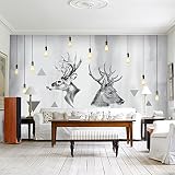 Sproud シンプルな手描きのパーソナライズされたヘラジカの頭部の壁紙リビングルームの壁紙の背景創造的なカスタマイズされた絵画 350 Cmx 240 Cm