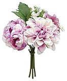 エルアーツ 造花 ダリアミックスブーケ 全長23cm・ダリア花径11cm ラベンダー E3736-14