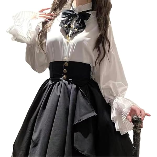 Amazon.co.jp: [KEWJYUE] 地雷系 服 ブラウス 白 レディース