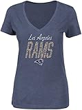 NFL LA RamsレディースWinning Ranksプログラム半袖VネックTシャツ、スモール、海軍ヘザー