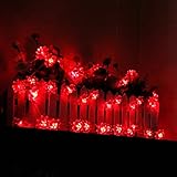 Fuloon　10M 80灯 はすの花庭園ガーデンライト　ロープライト　太陽光パネル搭載 太陽発電 自動点灯　イルミネーション「6色選べる」　クリスマス、パーティー、結婚式 (レッド)
