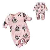 Ochine 春秋 ベビー服 新生児服 ロンパース お着替え簡単 カバーオール 子猫柄 ピンク 男の子 女の子 長袖 コットン 0-24M 満月/お出産祝い/プレゼント