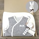 オーガニックコットン箱入りギフト・ベスト綿毛布3点セット（ガラガラ：うさぎ）【ORGANIC GARDEN】400004